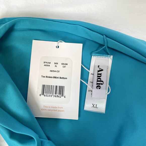 Andie Bikini Bottoms Womens Extra Large Blue The Riviera Swimwear NWT - Picture 3 of 4